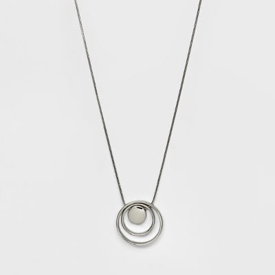 Statement Triple Circle Long Pendant & Necklace New in Gift Box